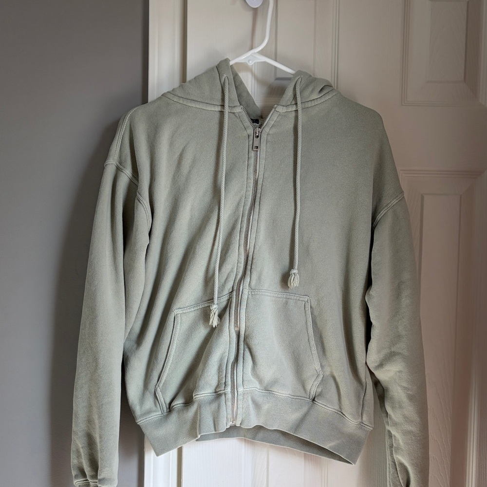 Brandy Melville Christy Light  Green Zip-Up Hoodie